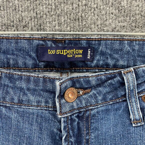 Levis 524 Jeans Womens 13 Blue Super Low Rise Denim Ladies 90s Ranch Boho Hippie - Picture 6 of 11
